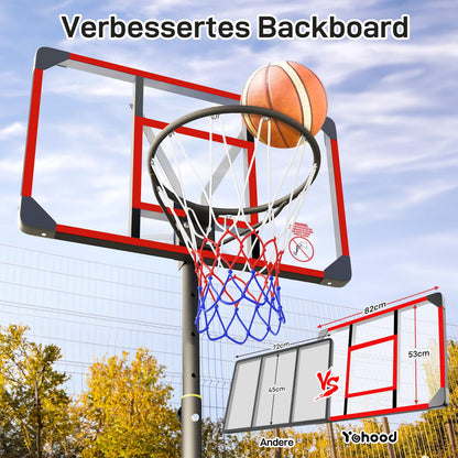 Yohood Basketballkorb LX-908 mit Rollen, höhenverstellbar 147–260 cm