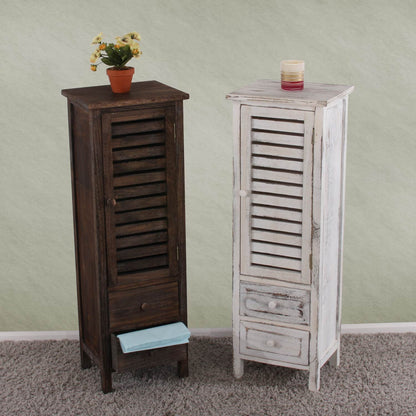 Mendler Kommode Schrank Shabby-Look Weiss 90x30x25cm