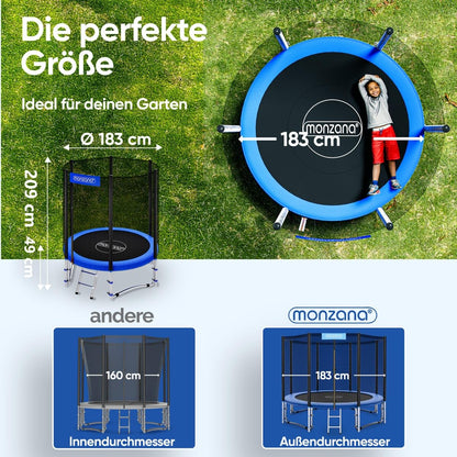 MONZANA Trampolin Ø 183 cm Komplettset mit Sicherheitsnetz
