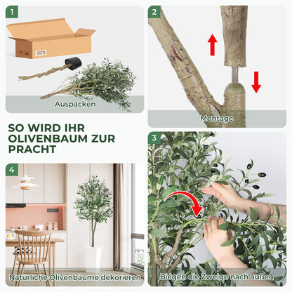 YOLEO Künstlicher Olivenbaum 150cm – Gross, wie echt Deko (Typ 2)