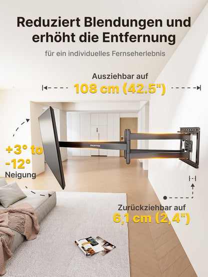 monTEK Langarm 1080mm TV Wandhalterung - 43-90 Zoll