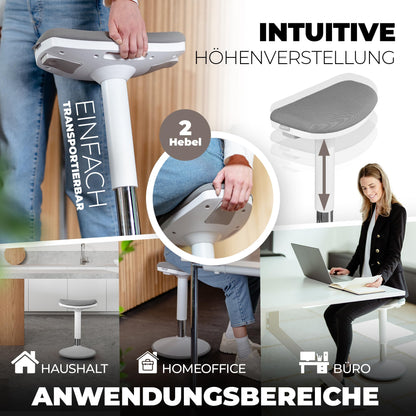 ergobalance Ergonomischer Sitzhocker 3-in-1 Bürohocker - Weiss