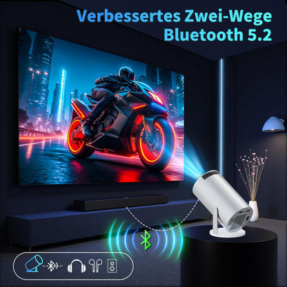 Mini 2026 Modell 4K Beamer Projektor - Android WLAN Weiss