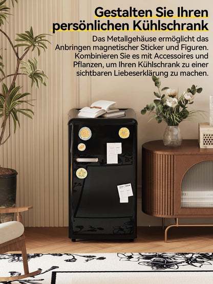 Devoko 75L Retro Kühlschrank mit Gefrierfach Schwarz