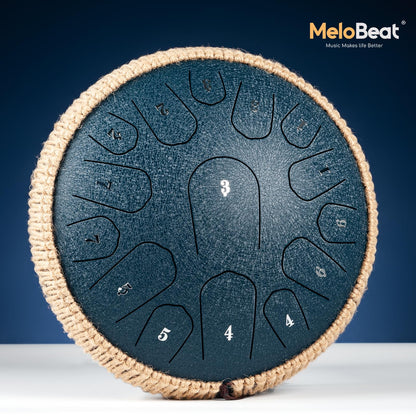 MeloBeat Zungentrommel 13 Zoll 15 Töne Steel Tongue Drum Set - Dunkelblau