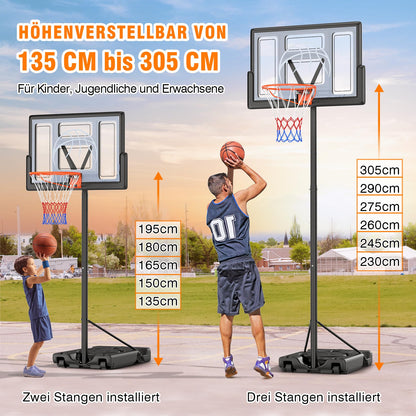 Yohood Basketballständer Outdoor – Höhenverstellbar, 111x72cm Rückwand