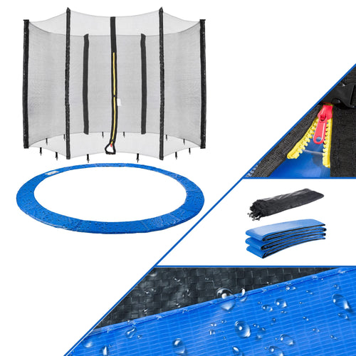 Arebos Trampolin Randabdeckung mit Netz 305 cm für 6 Stangen mit Reissverschluss-Eingang