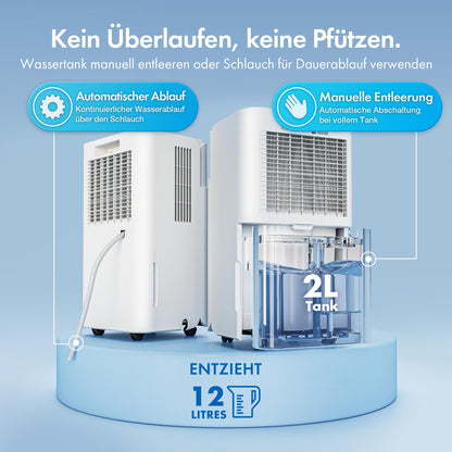 VonHaus Luftentfeuchter Elektrisch 12L/24h für Räume bis 20m²
