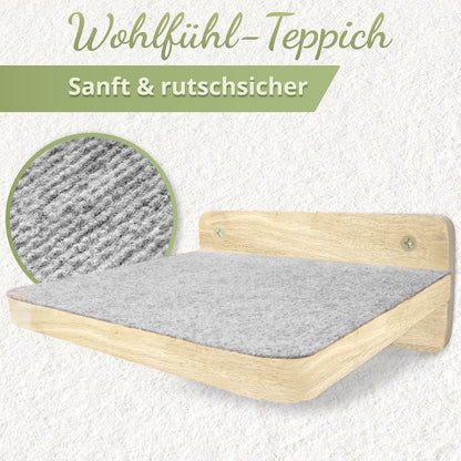 WOOWOOD Kletterwand für Katzen, 3er-Set Katzentreppe Wand, Naturhell
