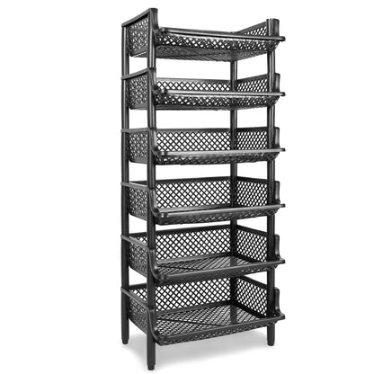 ARTECSIS Korbregal Kunststoff Stapelregal – 6 Elemente Schwarz