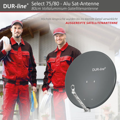 DUR-line Select 80cm Satellitenschüssel Anthrazit mit LNB-Halterung