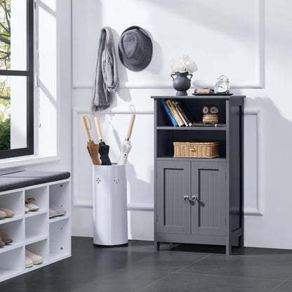 Yaheetech Badschrank mit Doppeltür & Ablagefächern - Dunkelgrau