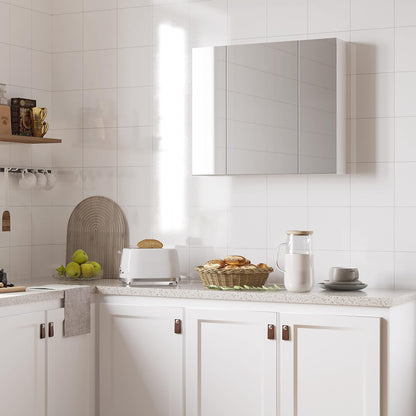 Yaheetech Spiegelschrank Badezimmer 3 Spiegeltüren Weiss 70.5x60.5 cm