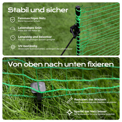 Signstek Mobiler Begrenzungszaun 15 m, Steckzaun 90 cm hoch, grün