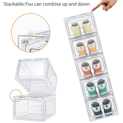 HOMIDEC Schuhboxen Stapelbar – 12er Set Transparent für Grösse 46