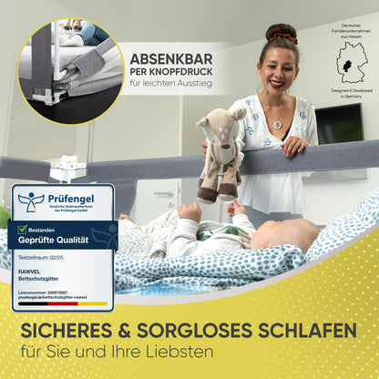 RAWVEL® Bettgitter Rausfallschutz Kinder – 1.8m Grau