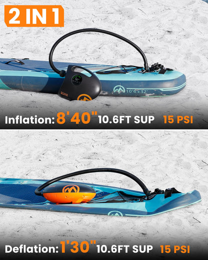 OutdoorMaster Shark 2S Elektrische SUP Pumpe mit Akku, 20 PSI