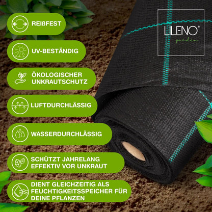 LILENO HOME Anti-Unkrautgewebe Gartenfolie 100g/m² – 1x200m
