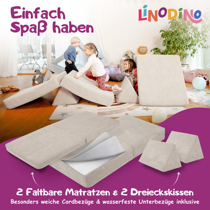Linodino® Spielsofa Cord Kindersofa - Elfenzauber Beige
