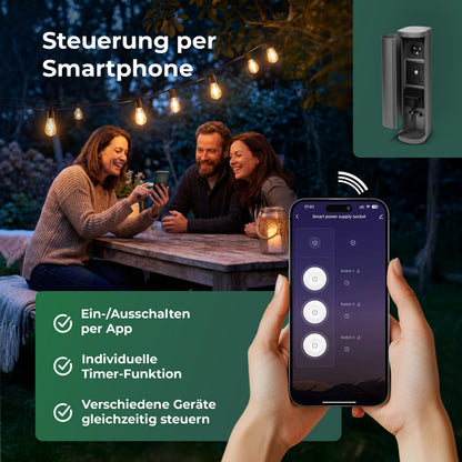 Novatool Steckdosenturm 2-fach aussen IP44 Edelstahl Anthrazit