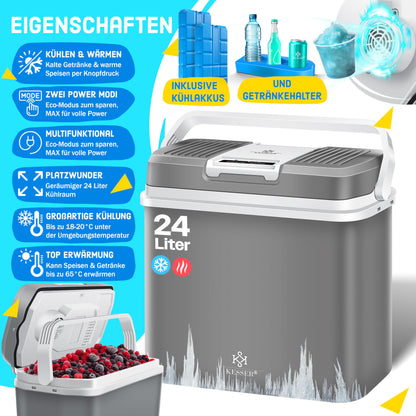KESSER 24L Thermoelektrische Kühlbox Grau – 12V/230V