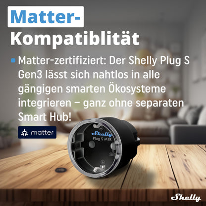 Shelly Plug S Gen3, smarte WLAN-Steckdose, schwarz, 4er-Set