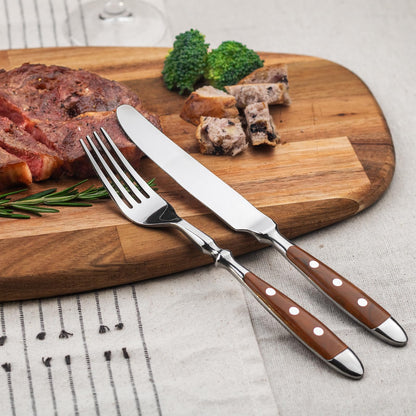 Alata Berlin Besteck Set – Edelstahl 30tlg. braune Griffe, rustikal