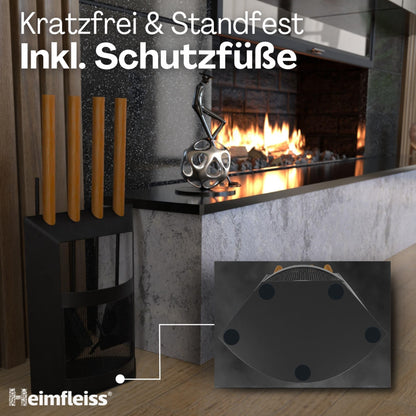 Heimfleiss® Kaminbesteck Schwarz Modern – Kaminset Premium