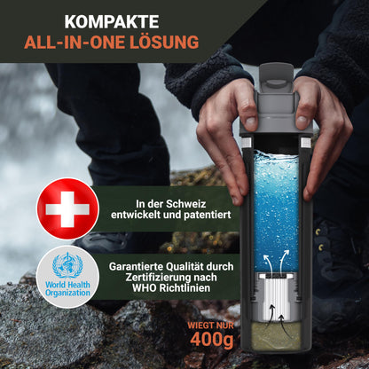 Bachgold Wasserfilter Flasche Profi Outdoor – Rot 500ml