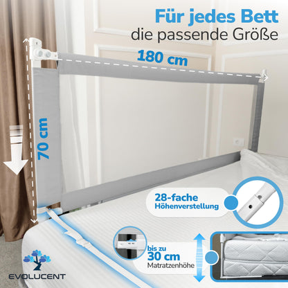 EVOLUCENT Bettgitter Rausfallschutz 180cm - 1 Seitenteil