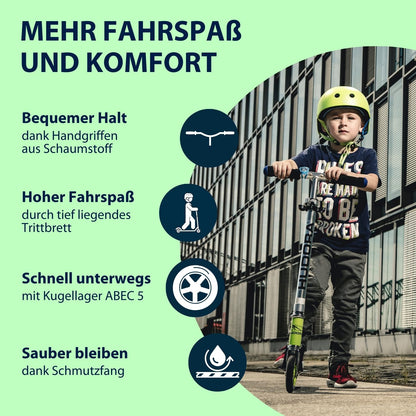 HUDORA BigWheel 125 Aluminium-Scooter für Kinder - blau/grün