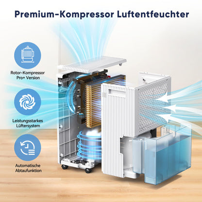 Fwoueot Luftentfeuchter elektrisch mit Kompressor, 16 l/24 h bis 45 m²