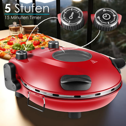 Steinborg Pizzaofen elektrisch mit 32 cm Schamottestein, 390 °C