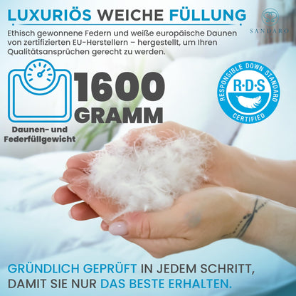 Gänsedaunen Extra Warm Daunendecke – 135x200cm 1600g