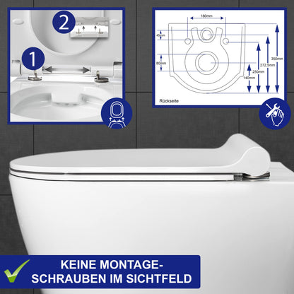 VILSTEIN Hänge WC Spülrandlos Komplettset - mit Absenkautomatik