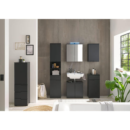 SPICE Badezimmer Kommode Badschrank Schwarz matt mit viel Stauraum