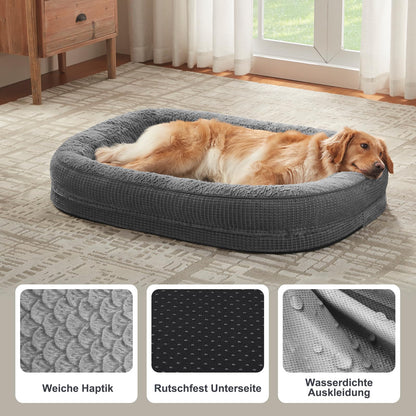 Pawk Orthopädisches Hundebett 89x63 cm, Memory Foam, waschbar, grau