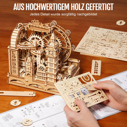 ROKR Marble Travel London EGB01 3D Holz-Puzzle Murmelbahn mit LED