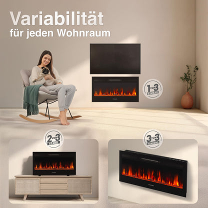 KAMINIO Elektrokamin Marlon 3-in-1 Elektro-Heizkamin 3D Flamme 36 Zoll