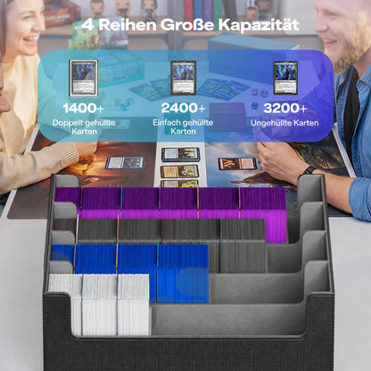 UAONO Kartenaufbewahrungsbox für 2400+ Sammelkarten, schwarz-grau