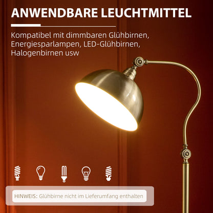 HOMCOM Bogenlampe Stehleuchte, Retro-Design E27 Fassung – Bronze