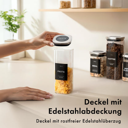EDELHAUS Vorratsgläser Set 12-teilig, Borosilikatglas, Edelstahldeckel
