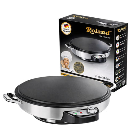 Roland Germany Fladenbäcker HR-002, 50 cm, 2300 W, Edelstahl mit runder beschichteter Backfläche
