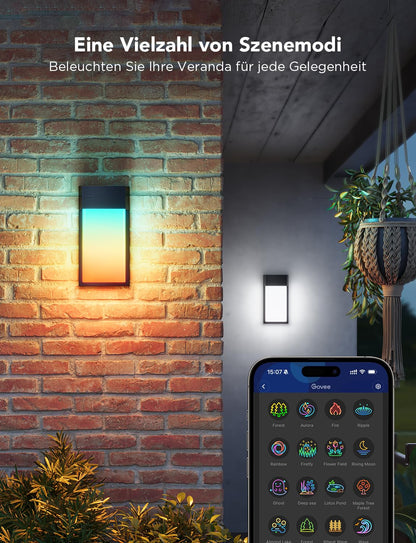 Govee RGBIC Smart LED Aussen Wandleuchte – 2er-Set