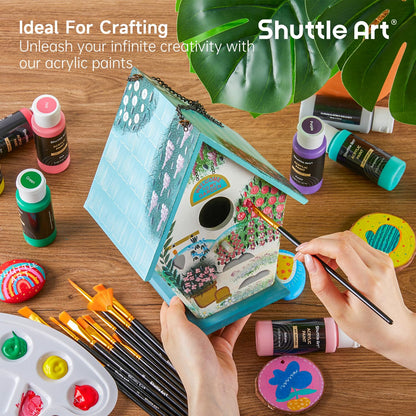Shuttle Art Acrylfarben Set, 50 Farben à 60 ml, wasserfest, ungiftig
