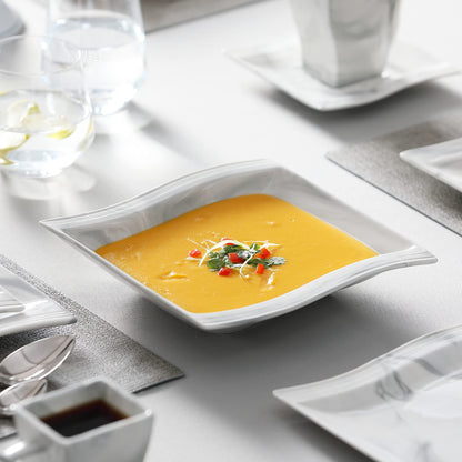 MALACASA Flora 30 tlg. Kombiservice - Marmor Porzellan