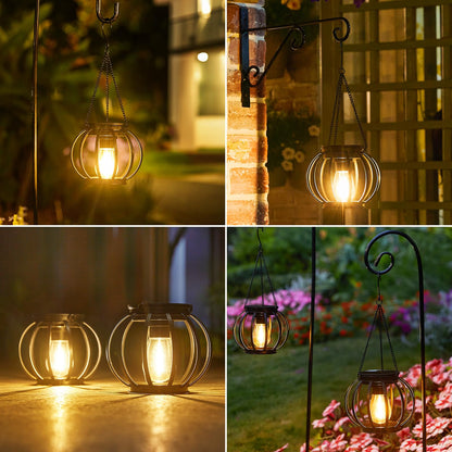 BUCASA Solarlampen für Aussen hängend, 4 Stück Metall-Laternen IP65
