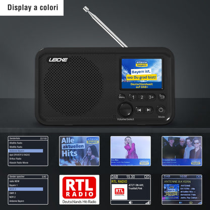 LEICKE tragbares DAB+ Radio mit Bluetooth 5.0 und 4000 mAh Akku
