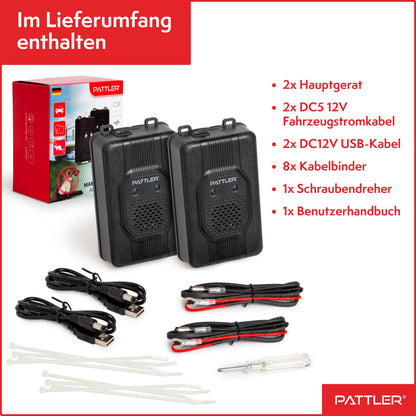 PATTLER Marderschreck Auto mit Blitzlicht, Ultraschall, 2 Stück