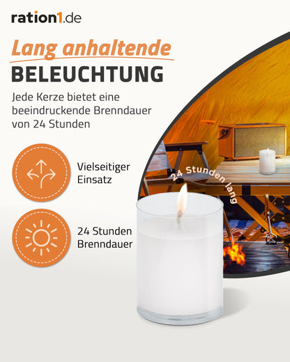 ration1 Teelichter Set 100 Stk. – 24h Brenndauer, Weiss, Duftfrei